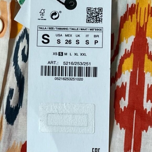 ZARA NWT The Melinda Midi Oyster White Printed Shirt Dress With Belt Size Small - Picture 12 of 15